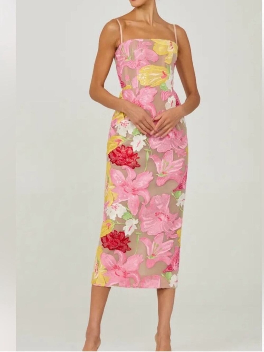New Helsi Gemma Floral Appliqué Sequin Midi Dress